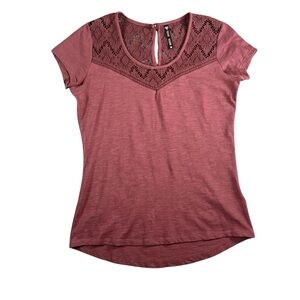 Kuhl Women's Organic Cotton Pink Short Sleeve Top Lace Size Medium